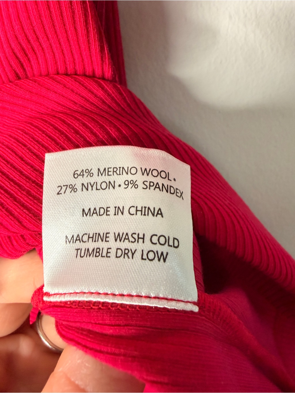 Woolx Delia Merino Wool Ribbed Short Sleeve Top Size Small Pink/Poppy Spark Nwt — image 7 of 8